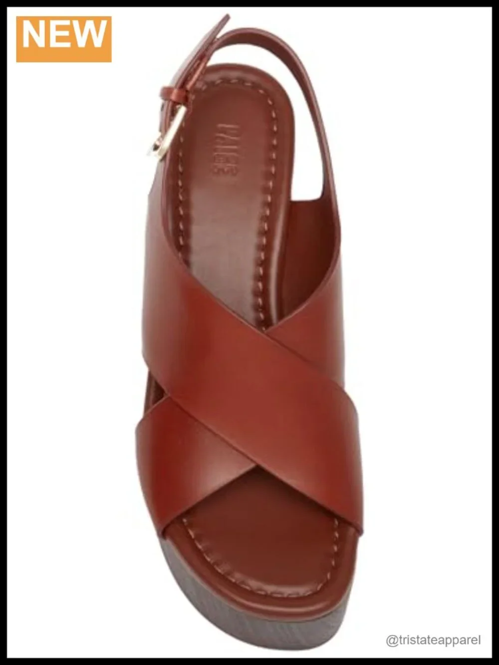Leather Platform Sandal Chunky Wedge Slingback Buckle Open Toe